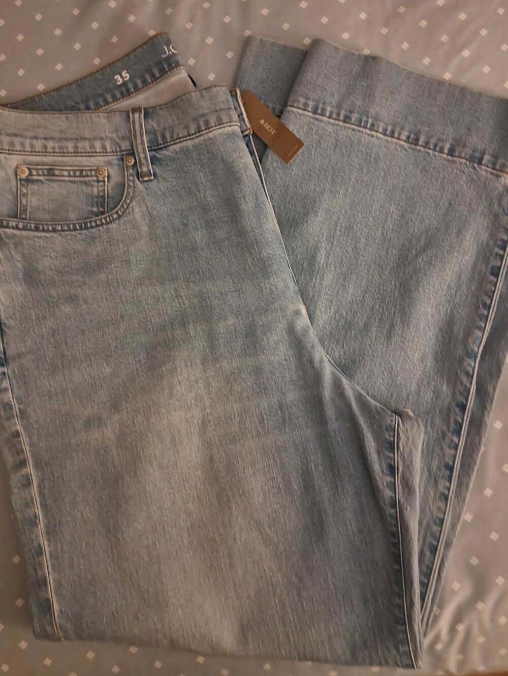 J. CREW re-imagined denim RE-96-lDG TROUSERS brand new JEANS size 35 LIGHT WASH